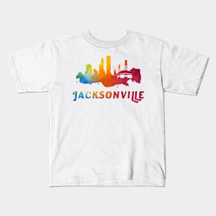 Jacksonville Skyline Watercolor Style Kids T-Shirt